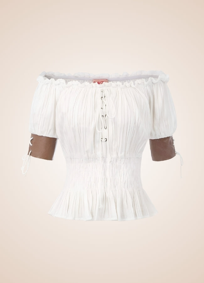 Steampunk Bare Shoulders Shirt White / XL steampunk-bare-shoulders-shirt-white