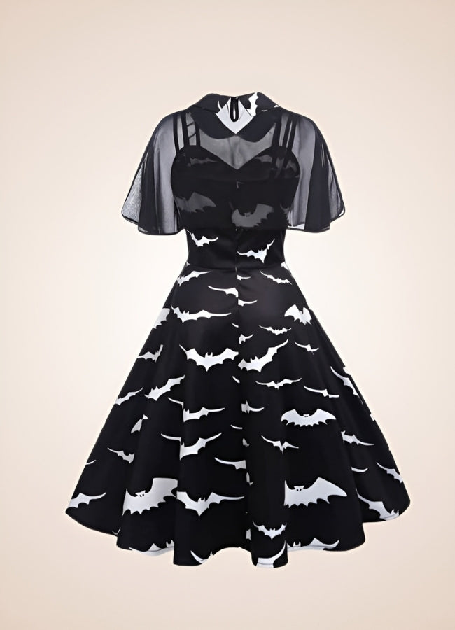 Steampunk Bat Print Dress Black / XL steampunk-bat-print-dress-black