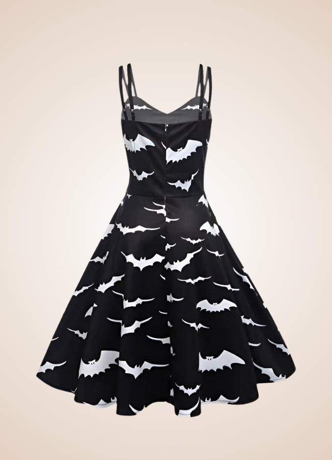 Steampunk Bat Print Dress Black / XL steampunk-bat-print-dress-black