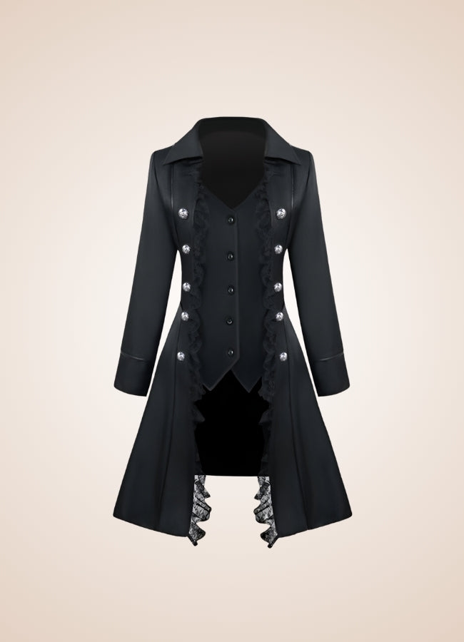 Steampunk Black Goth Women's Coat Black / 2XL steampunk-black-goth-womens-coat-black