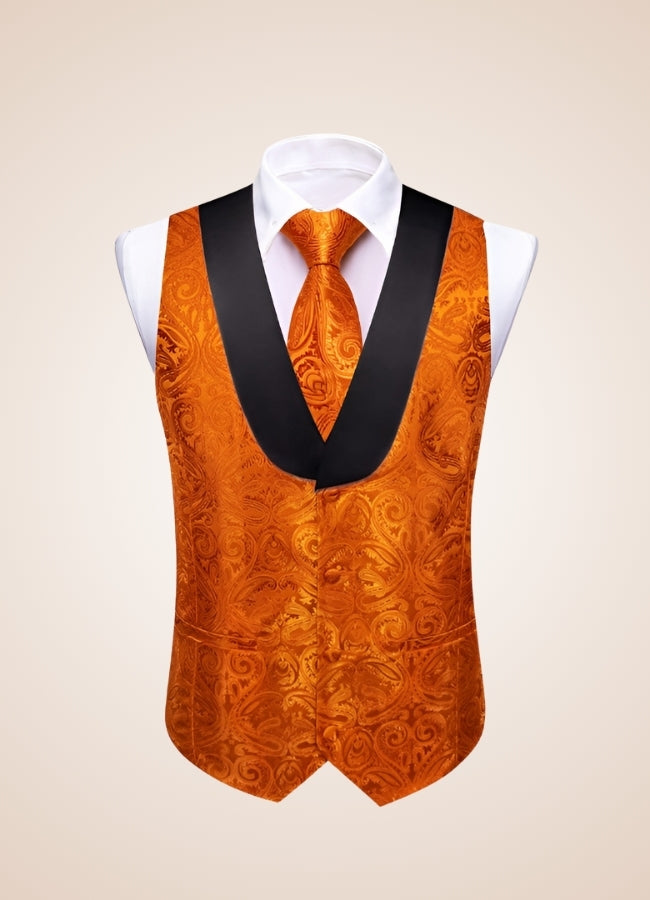 Steampunk Black Orange Suit Vest Orange / 2XL steampunk-black-orange-suit-vest-orange