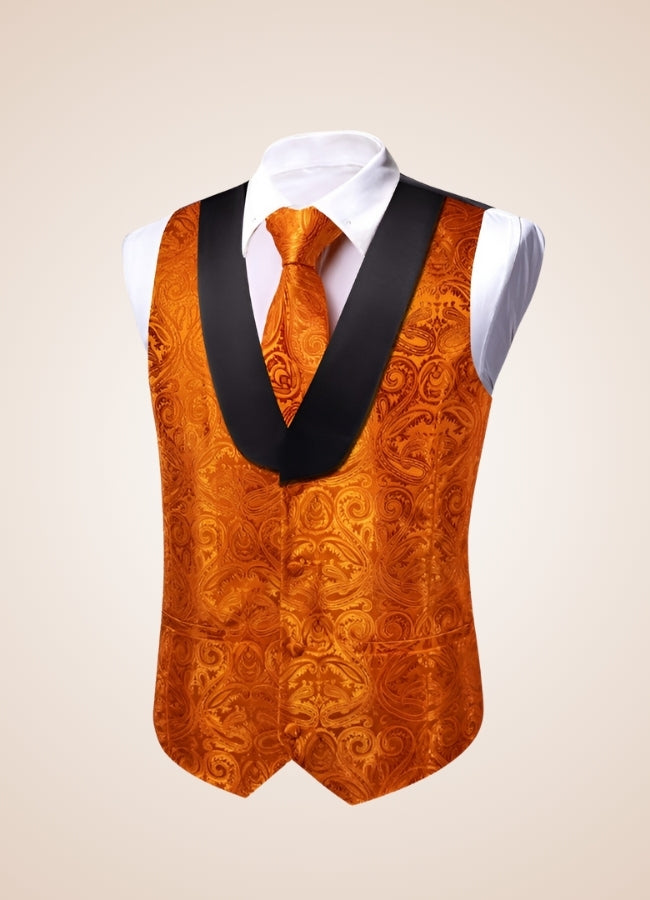 Steampunk Black Orange Suit Vest Orange / 2XL steampunk-black-orange-suit-vest-orange