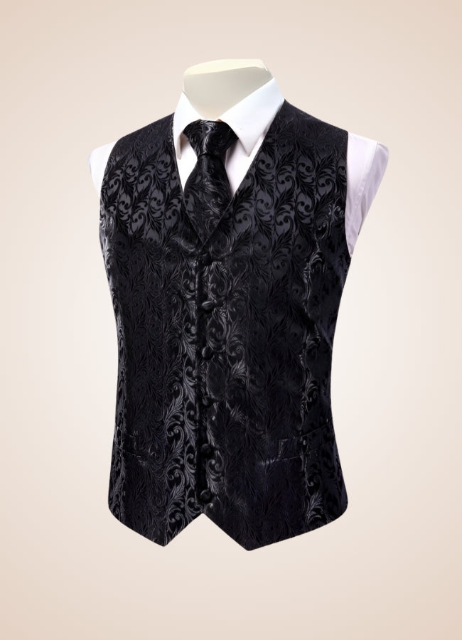 Steampunk Black Pattern Suit Vest Black / 2XL steampunk-black-pattern-suit-vest-black