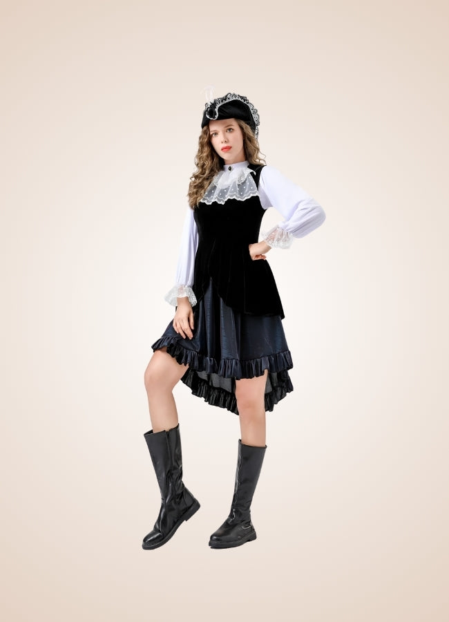 Steampunk Black Pirate Corset Dress Black / XL steampunk-black-pirate-corset-dress-black