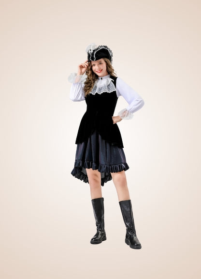 Steampunk Black Pirate Corset Dress Black / XL steampunk-black-pirate-corset-dress-black