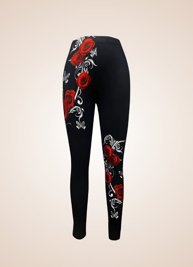 Steampunk Black Roses Legging Black / XL steampunk-black-roses-legging-black