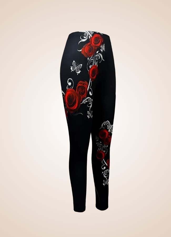 Steampunk Black Roses Legging Black / XL steampunk-black-roses-legging-black