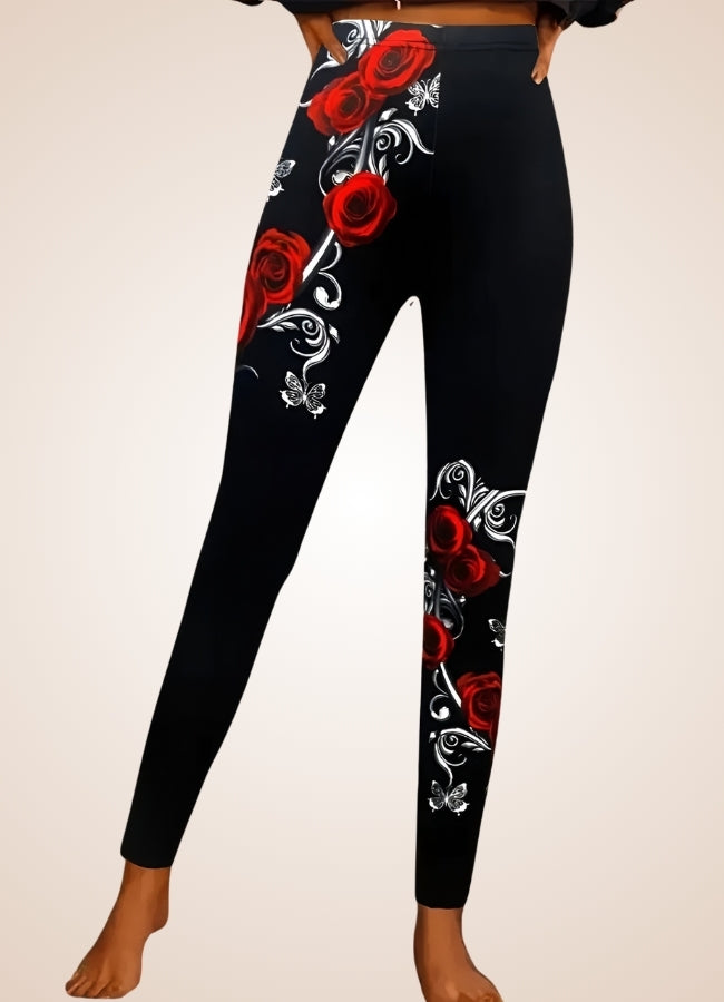 Steampunk Black Roses Legging Black / XL steampunk-black-roses-legging-black