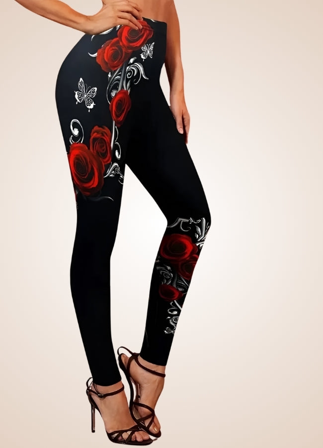 Steampunk Black Roses Legging Black / XL steampunk-black-roses-legging-black