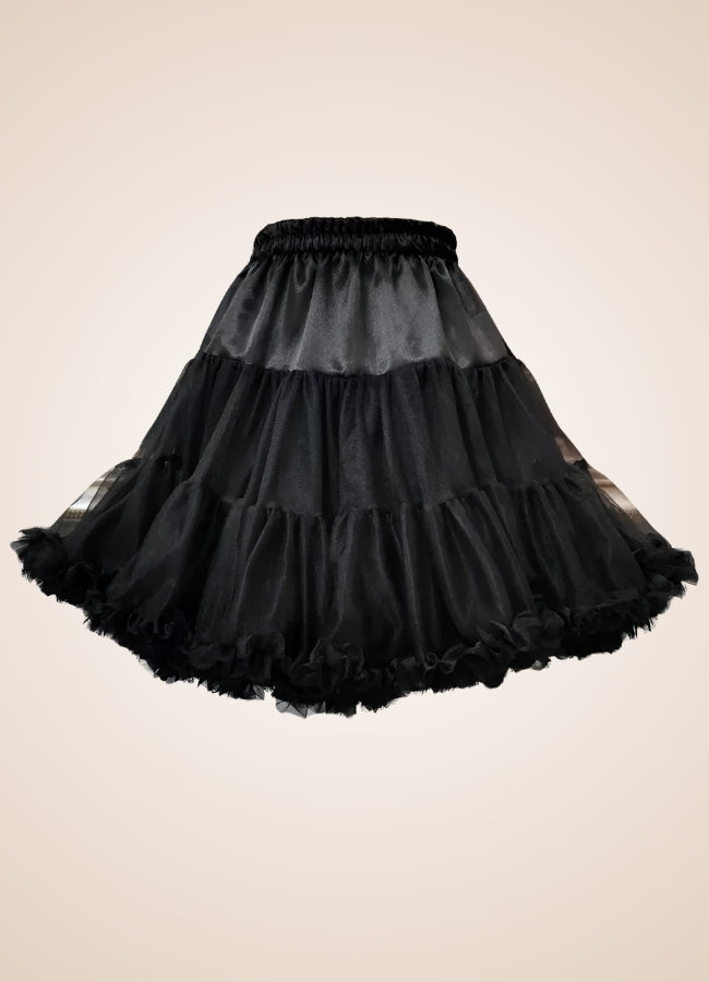 Steampunk Black Ruffled Skirt Black / One Size steampunk-black-ruffled-skirt-black