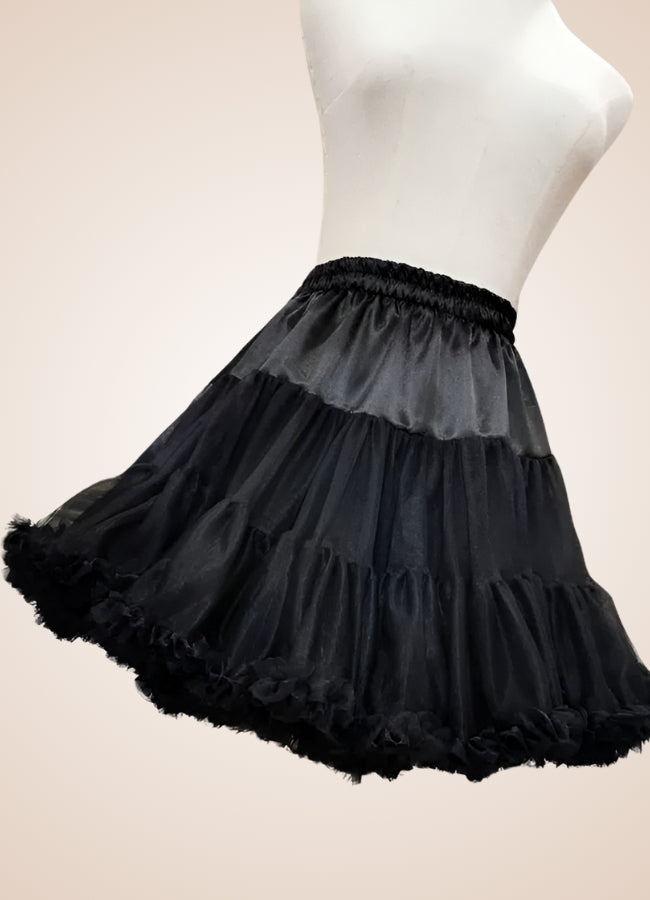 Steampunk Black Ruffled Skirt Black / One Size steampunk-black-ruffled-skirt-black