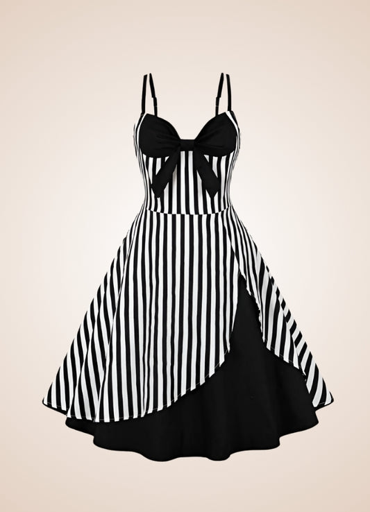 Steampunk Black White Dress Black Stripes / XL steampunk-black-white-dress-black-stripes