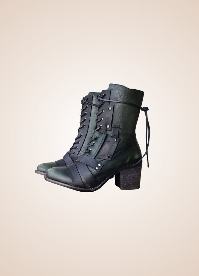 Steampunk British Lace Up Boots Green / 12.5 steampunk-british-lace-up-boots-green