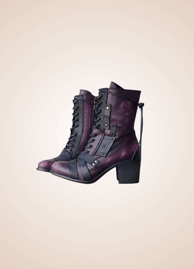 Steampunk British Lace Up Boots Purple / 12.5 steampunk-british-lace-up-boots-purple