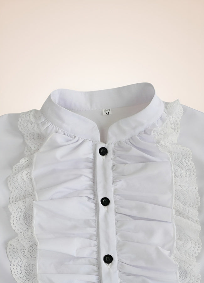 Steampunk British Style Ruffle Shirt White / XL steampunk-british-style-ruffle-shirt-white