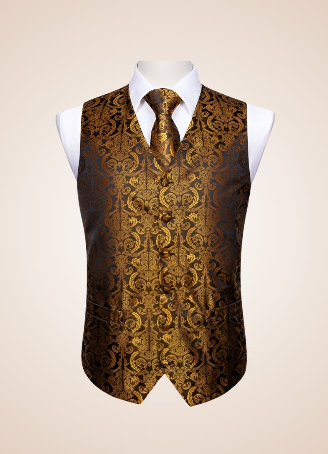 Steampunk Brown Gold Suit Vest Gold / 2XL steampunk-brown-gold-suit-vest-gold