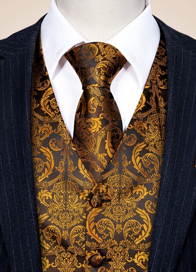 Steampunk Brown Gold Suit Vest Gold / 2XL steampunk-brown-gold-suit-vest-gold