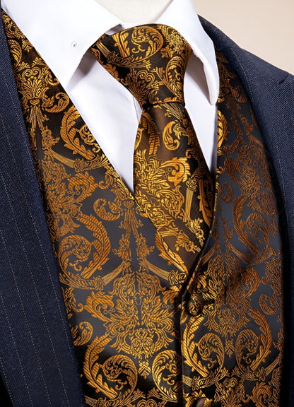 Steampunk Brown Gold Suit Vest Gold / 2XL steampunk-brown-gold-suit-vest-gold