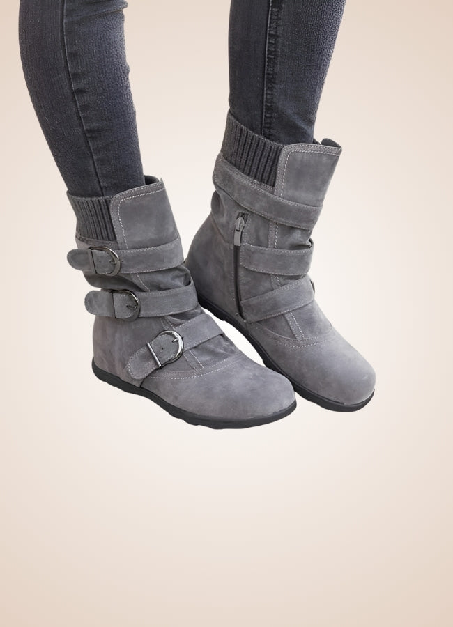 Steampunk Buckle Ankle Boots Gray / 12.5 steampunk-buckle-ankle-boots-gray