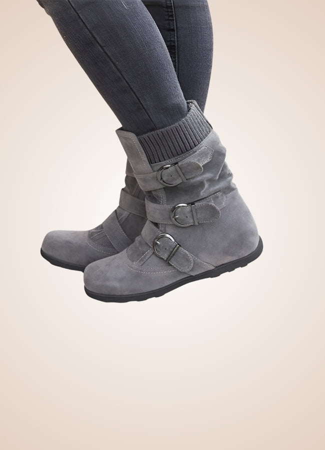 Steampunk Buckle Ankle Boots Gray / 12.5 steampunk-buckle-ankle-boots-gray