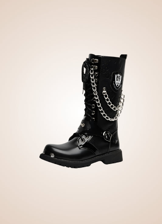 Steampunk Chain Boots Black / 11.0 steampunk-chain-boots-black