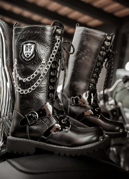 Steampunk Chain Boots Black / 11.0 steampunk-chain-boots-black