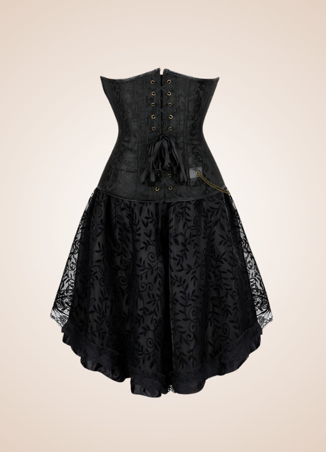 Steampunk Chain Leather Corset Dress Black / 5XL steampunk-chain-leather-corset-dress-black