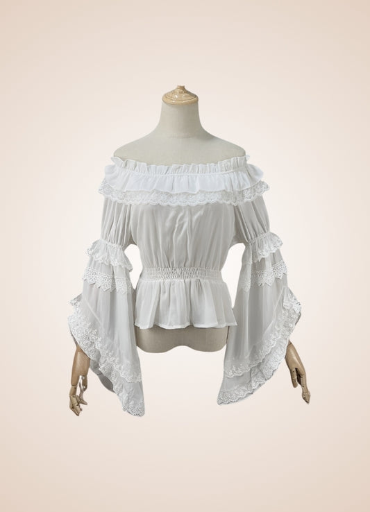 Steampunk Chiffon Ruffles Shirt White / M steampunk-chiffon-ruffles-shirt-white