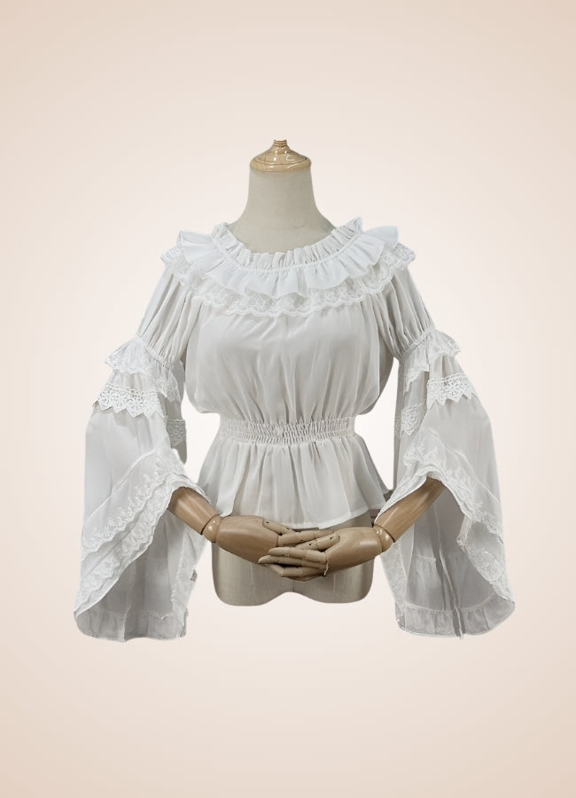 Steampunk Chiffon Ruffles Shirt White / M steampunk-chiffon-ruffles-shirt-white