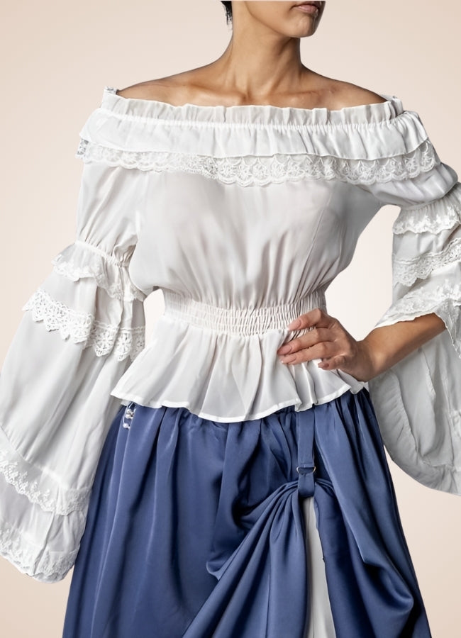 Steampunk Chiffon Ruffles Shirt White / M steampunk-chiffon-ruffles-shirt-white