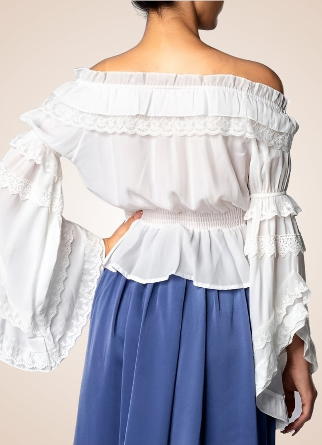 Steampunk Chiffon Ruffles Shirt White / M steampunk-chiffon-ruffles-shirt-white