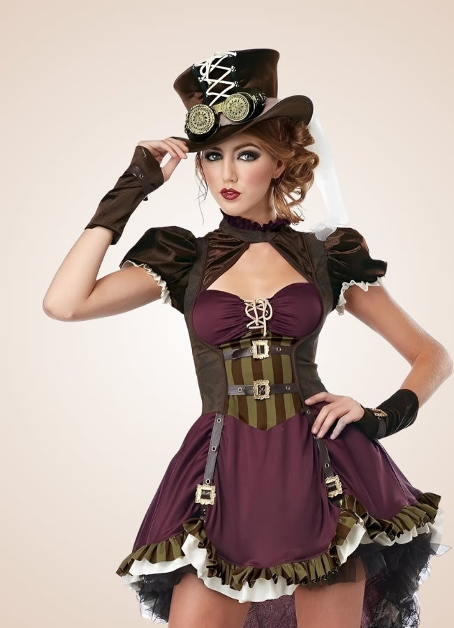 Steampunk Classic Brown Dress Red / One Size steampunk-classic-brown-dress-red