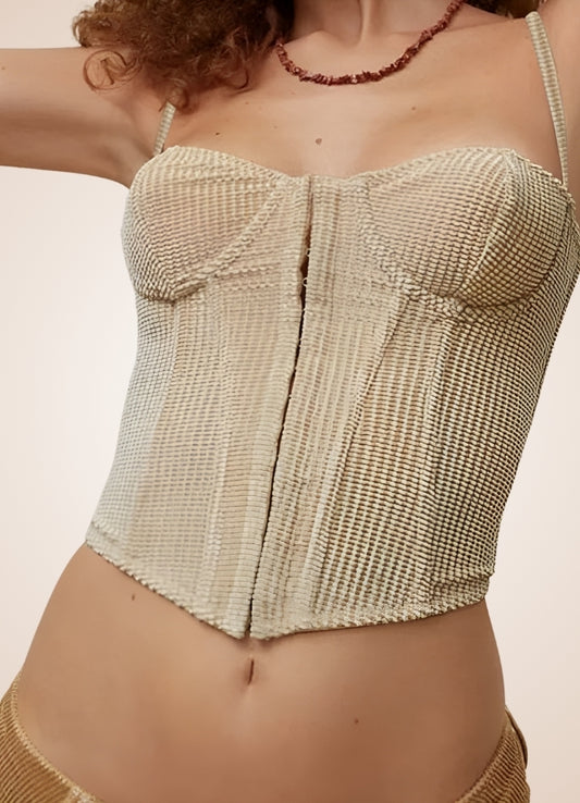 Steampunk Corduroy Corset Beige / M steampunk-corduroy-corset-beige