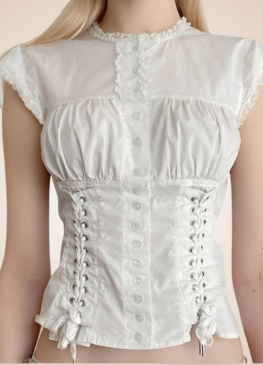 Steampunk Corset Shirt White / M steampunk-corset-shirt-white