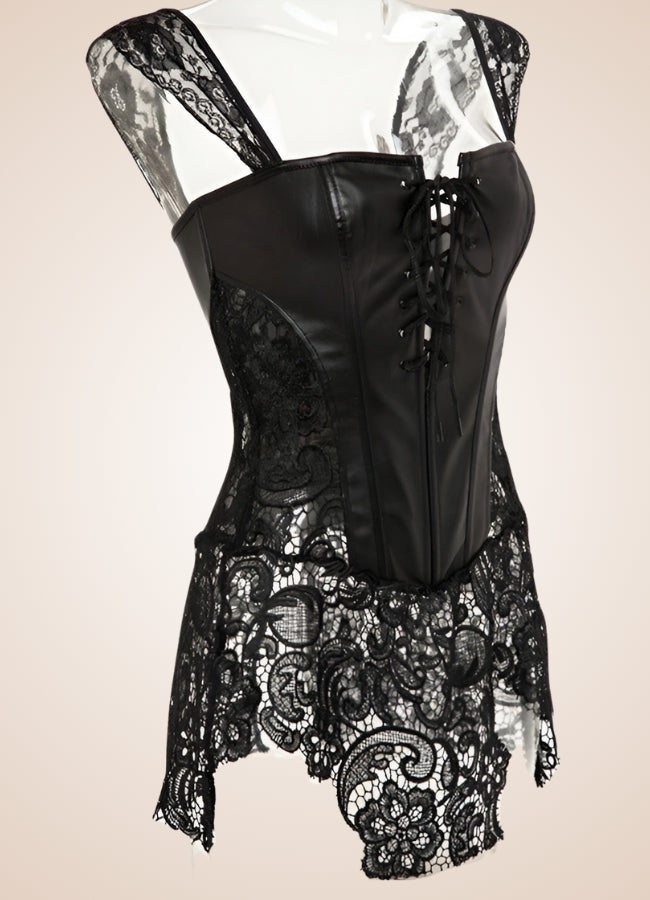 Steampunk Corset With Mesh Skirt Black / 5XL steampunk-corset-with-mesh-skirt-black