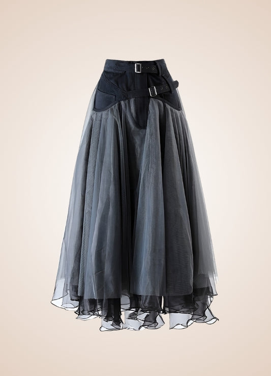 Steampunk Double Layer Skirt Black / L steampunk-double-layer-skirt-black