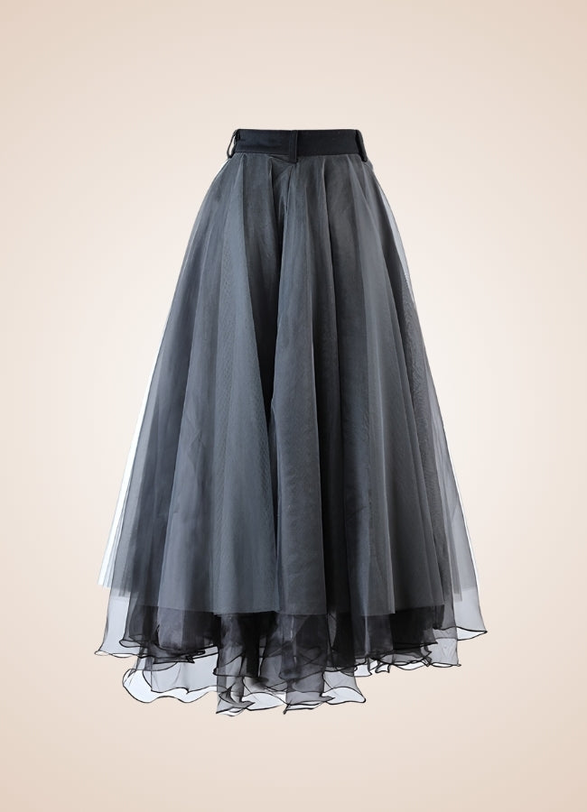 Steampunk Double Layer Skirt Black / L steampunk-double-layer-skirt-black