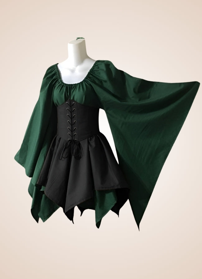 Steampunk Elf Medieval Dress Dark Green Black / 4XL steampunk-elf-medieval-dress-dark-green-black