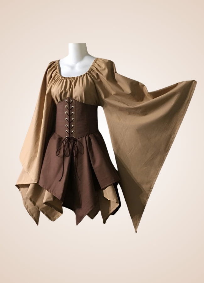 Steampunk Elf Medieval Dress Khaki Dark Khaki / 4XL steampunk-elf-medieval-dress-khaki-dark-khaki