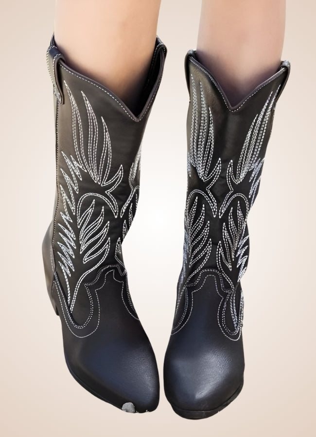 Steampunk Embroidery Cowboy Boots Black / 11.5 steampunk-embroidery-cowboy-boots-black