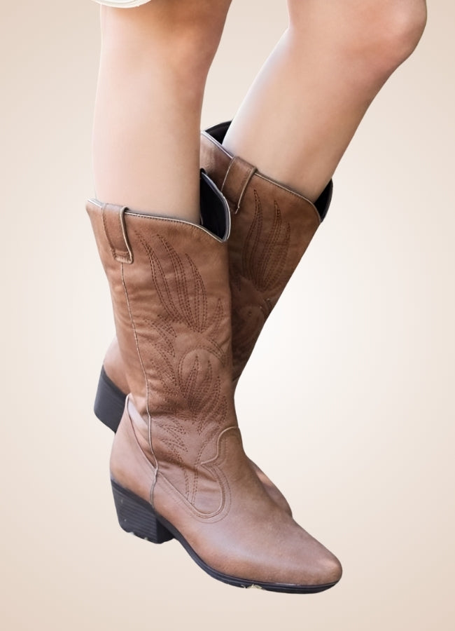 Steampunk Embroidery Cowboy Boots Brown / 11.5 steampunk-embroidery-cowboy-boots-brown