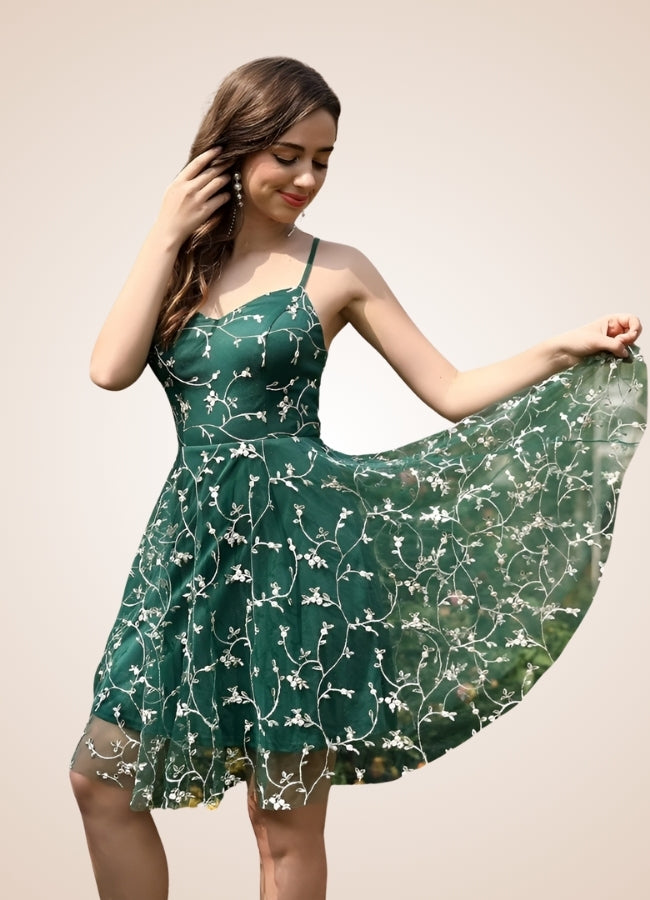 Steampunk Embroidery Lace Dress Green / XL steampunk-embroidery-lace-dress-green