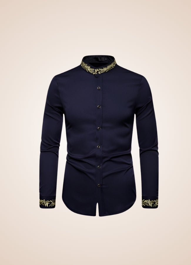 Steampunk Embroidery Shirt Navy Blue / XL steampunk-embroidery-shirt-navy-blue