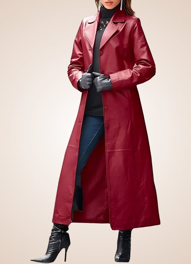 Steampunk Faux Leather Trench Coat Red / 2XL steampunk-faux-leather-trench-coat-red