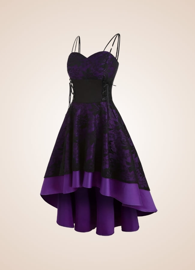 Steampunk Floral Lace Dress Purple / XL steampunk-floral-lace-dress-purple