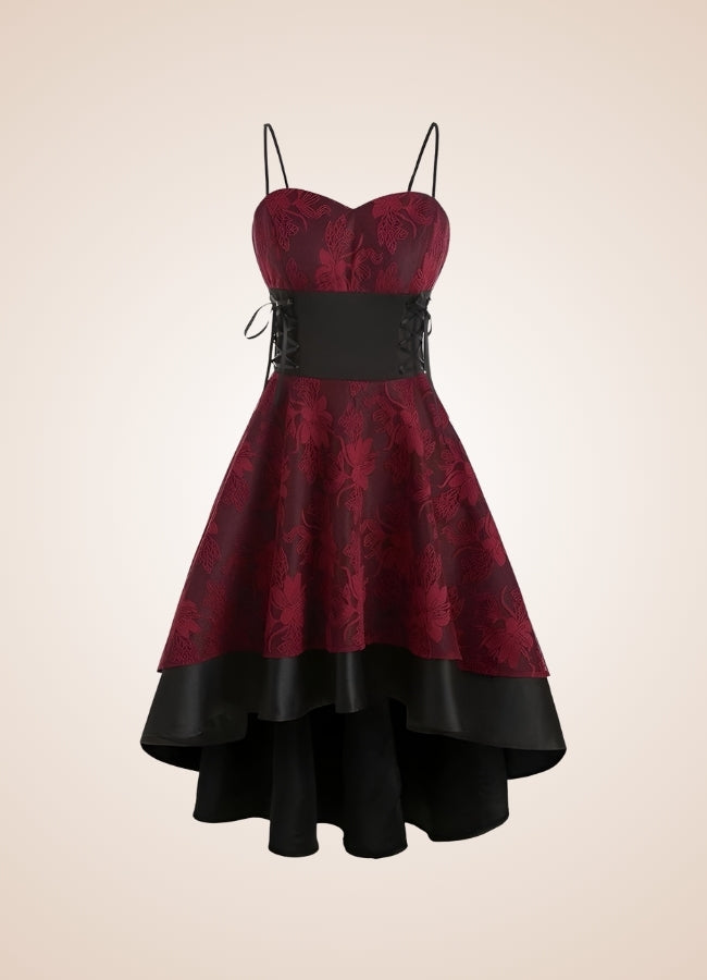 Steampunk Floral Lace Dress Red / XL steampunk-floral-lace-dress-red