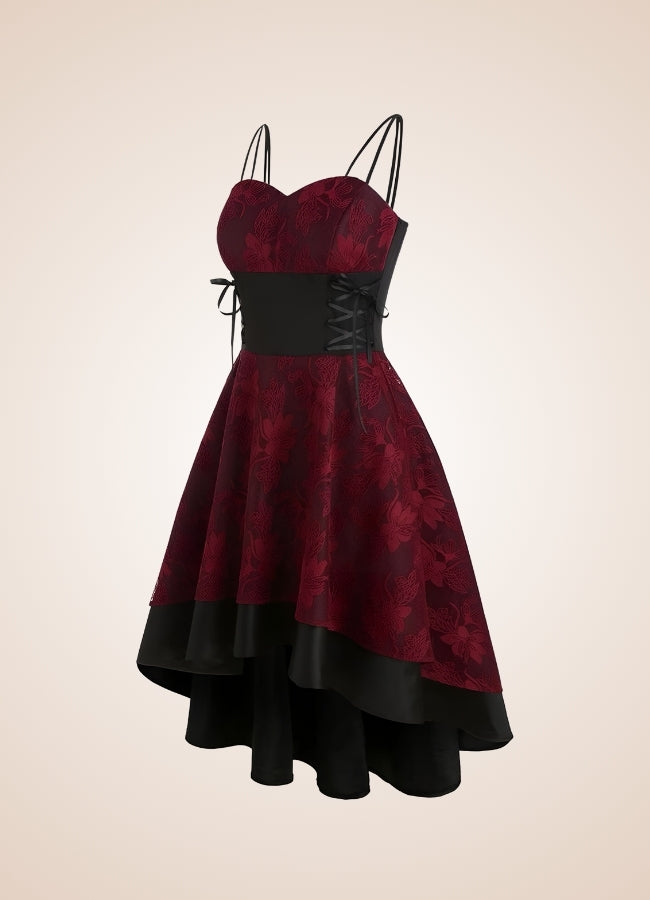 Steampunk Floral Lace Dress Red / XL steampunk-floral-lace-dress-red