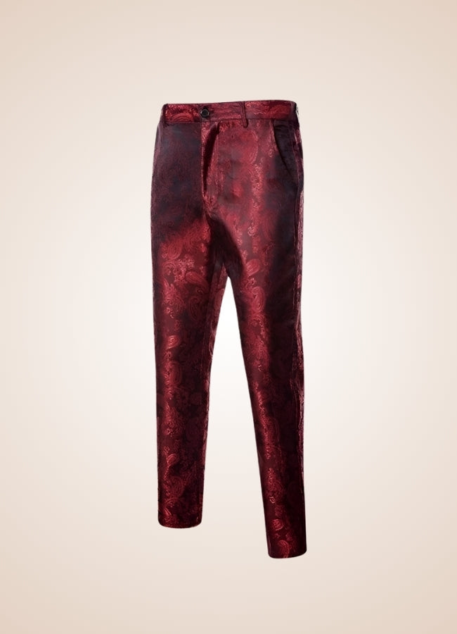 Steampunk Floral Pattern Pants Red / XL steampunk-floral-pattern-pants-red