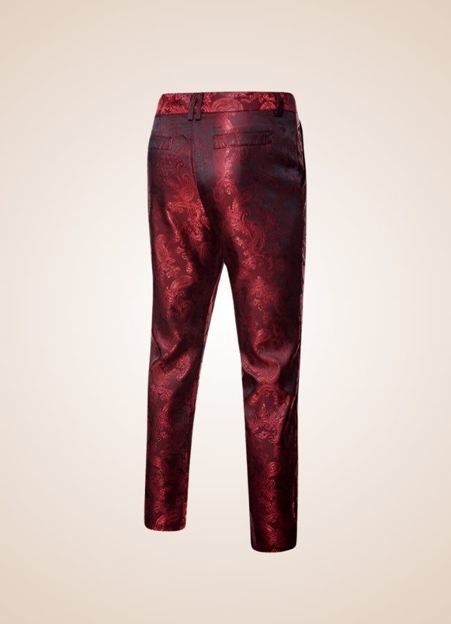 Steampunk Floral Pattern Pants Red / XL steampunk-floral-pattern-pants-red