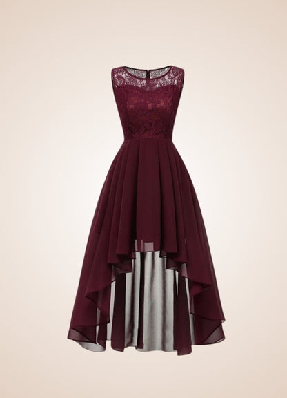 Steampunk Flower Hollow Lace Dress Wine Red / XL steampunk-flower-hollow-lace-dress-wine-red